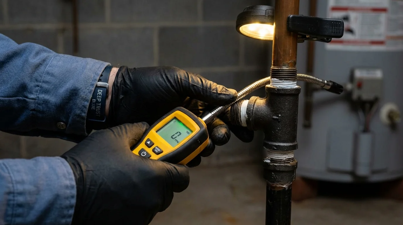 Gas leak detection with electronic sniffer by Johns Plumbing LLC in Port Ludlow