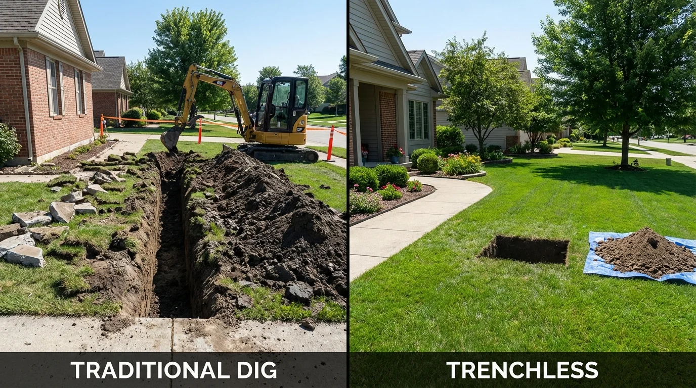 Trenchless sewer repair with minimal yard damage versus traditional excavation in Port Ludlow, WA